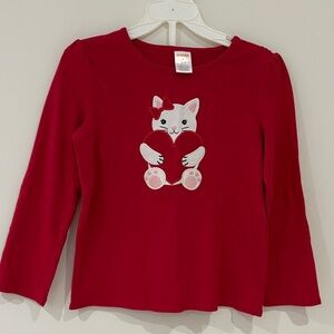 Gymboree Red Long Sleeve Cat Heart Tee
